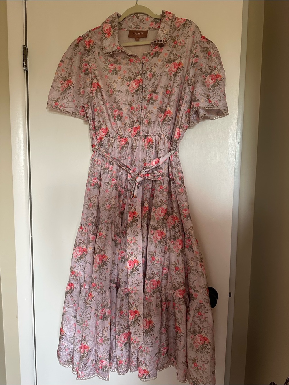 JessaKae Pink Floral Button-Front Midi Dress